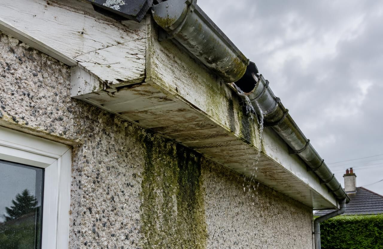 Roofline Replacement, Pebble-dash home, Co. Kildare — before